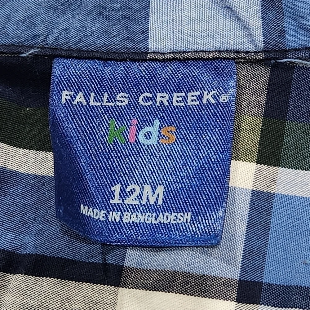 Falls Creek Kids Toddler Boys Plaid Collared Button Down Dress Shirt, Size 12M